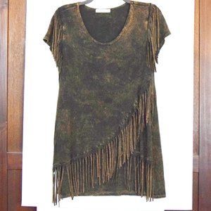 T Party Fashion Brown Fringe top